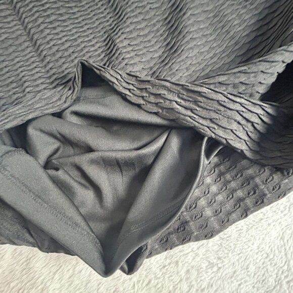 Sandra Darren Women's Black Textured Long Sleeve Mini Dress Size 12P Lined New - Picture 7 of 8